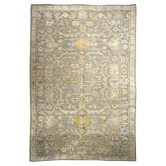 Tappeto Oushak grigio in stile vintage 6 x 4 ft annodato a mano in lana e viscosa