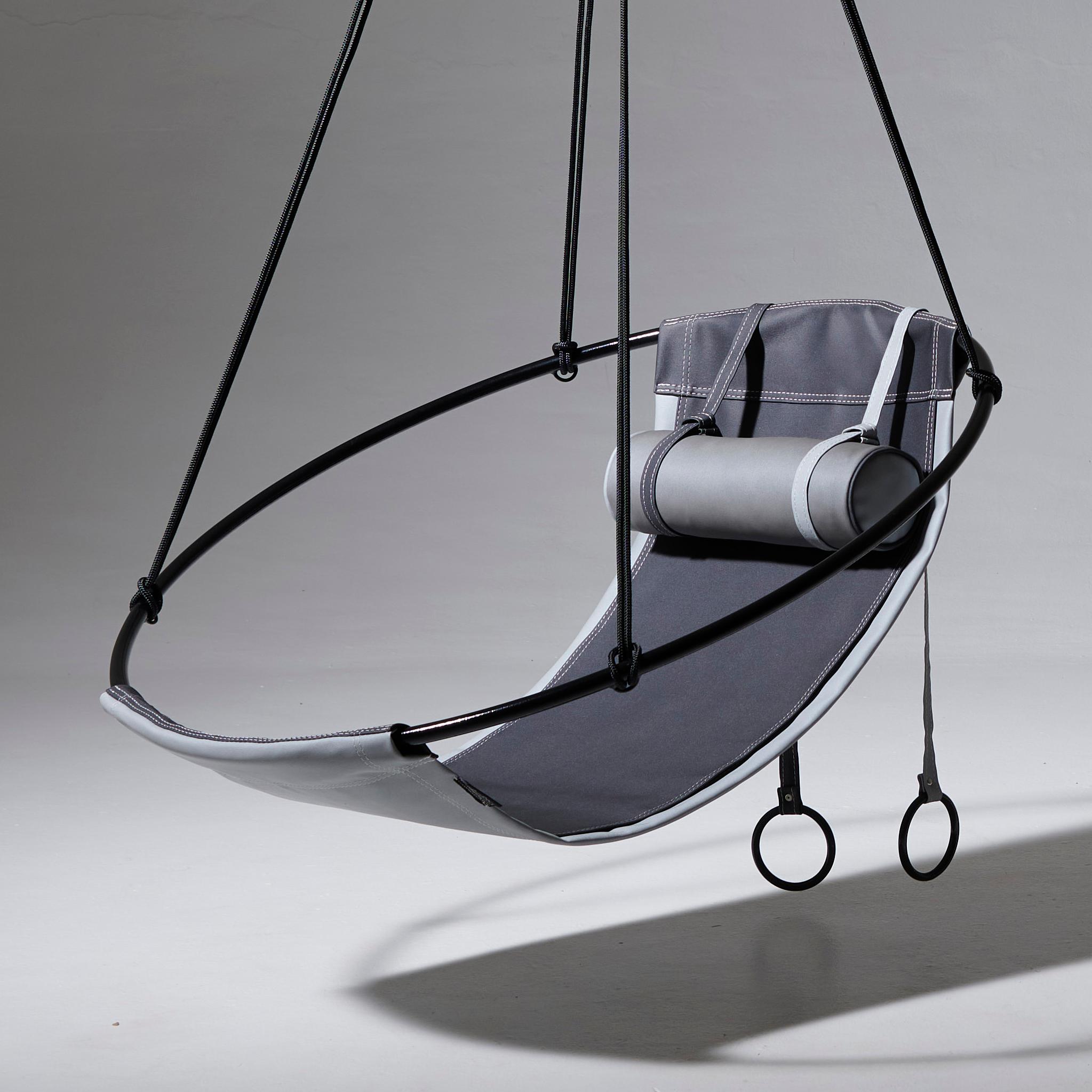 Welded Grey Outdoor Hanging Swing Seat, Vegan and Eco Friendly For Sale