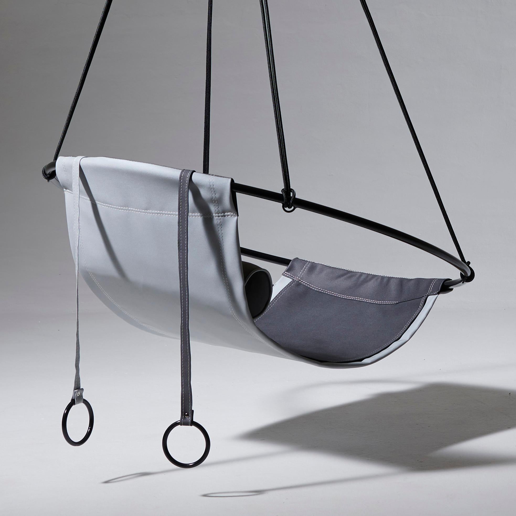 Contemporary Grey Outdoor Hanging Swing Seat, Vegan and Eco Friendly For Sale