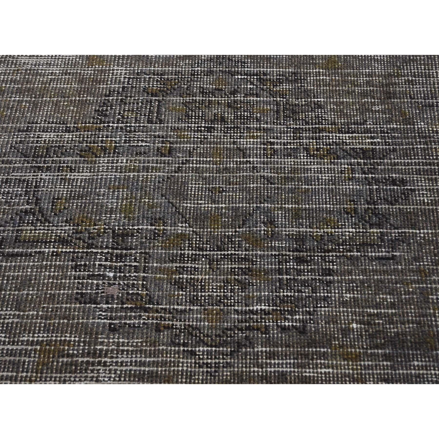 Grey Overdyed Persian Tabriz Worn Pile Hand Knotted Oriental Rug 2