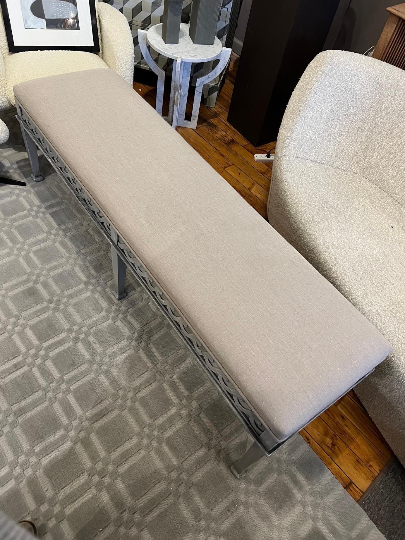 Grey Painted and Upholstered Gustavian Style Bench, England, Contemporary In New Condition For Sale In New York, NY