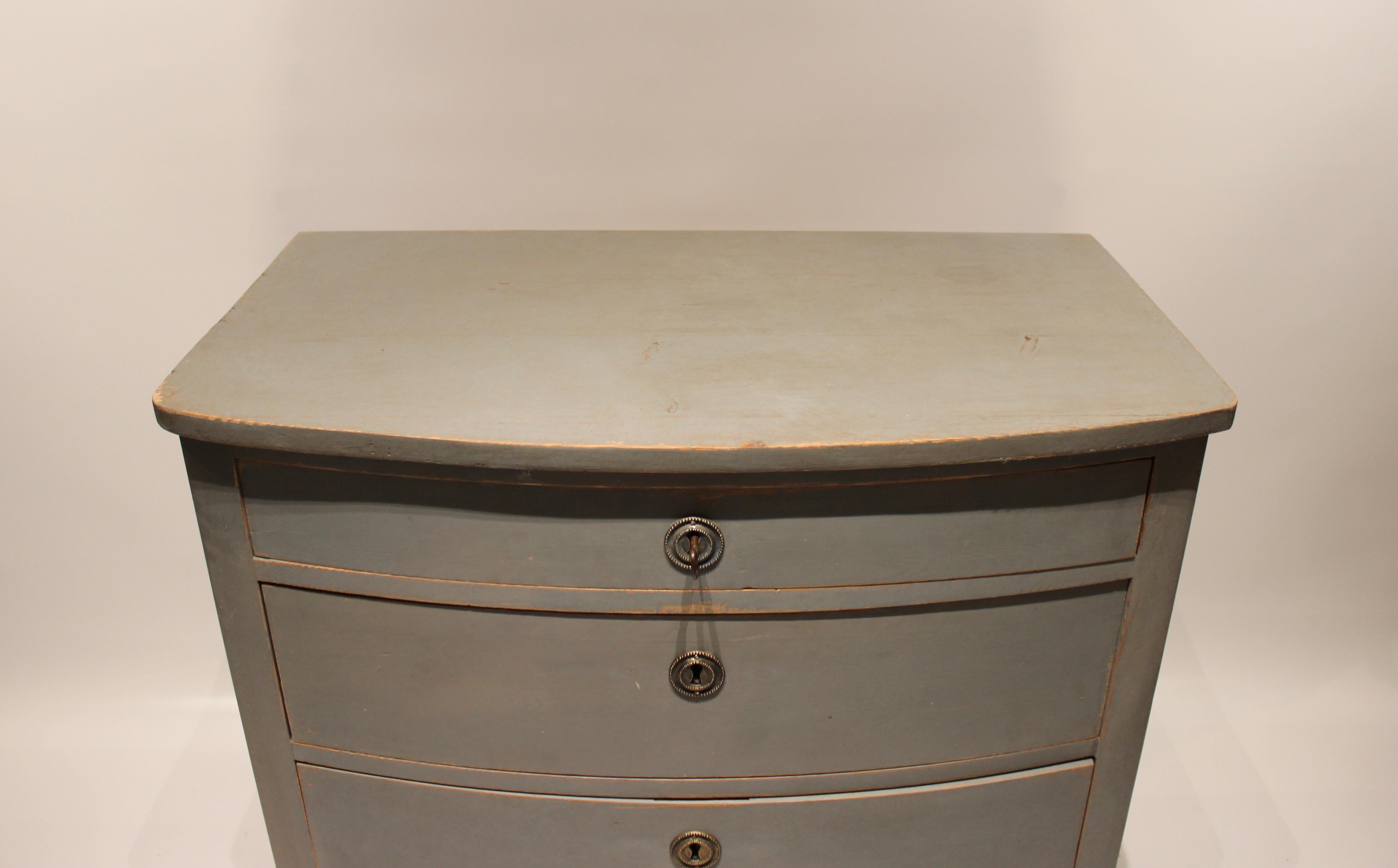 Danish Grey Painted Chest of Drawers in the Style of Gustavian, 1880s