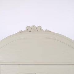 Grey-Painted Display Cabinet with Curved Top and Carved Details, 1920
