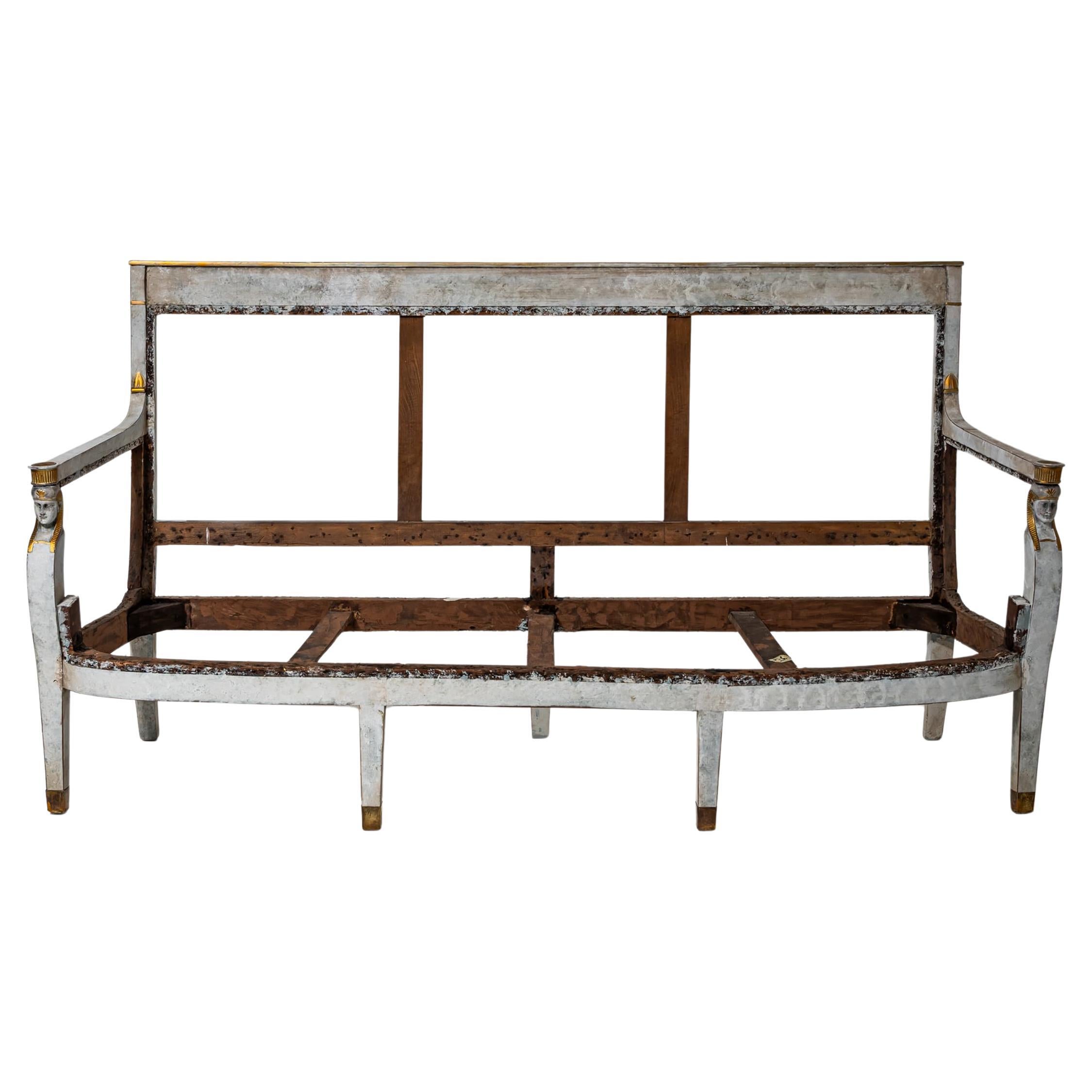 Cadre de canapé de style Empire peint en gris, 19e siècle