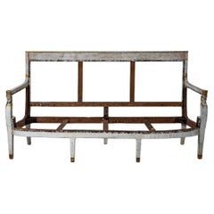 Armazón de Sofá Estilo Imperio Pintado de Gris, Siglo XIX