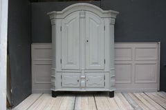 Grey Painted German Baroque Armoire, 18th Century