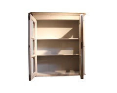 Grey Painted Hanging Glass Cabinet In Gustavian Style From 1820s