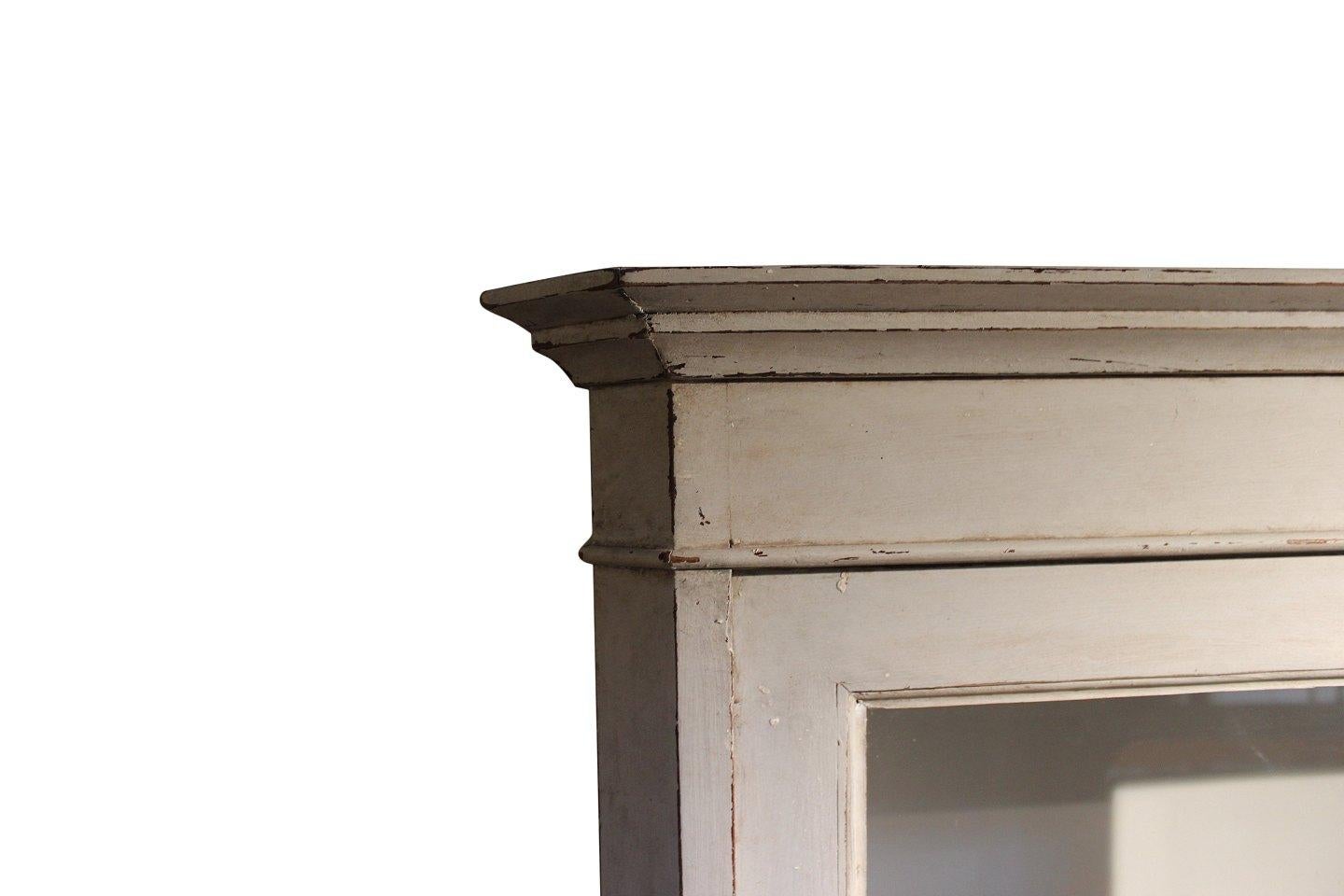 Early 19th Century Grey Painted Hanging Glass Cabinet In Gustavian Style From 1820s For Sale