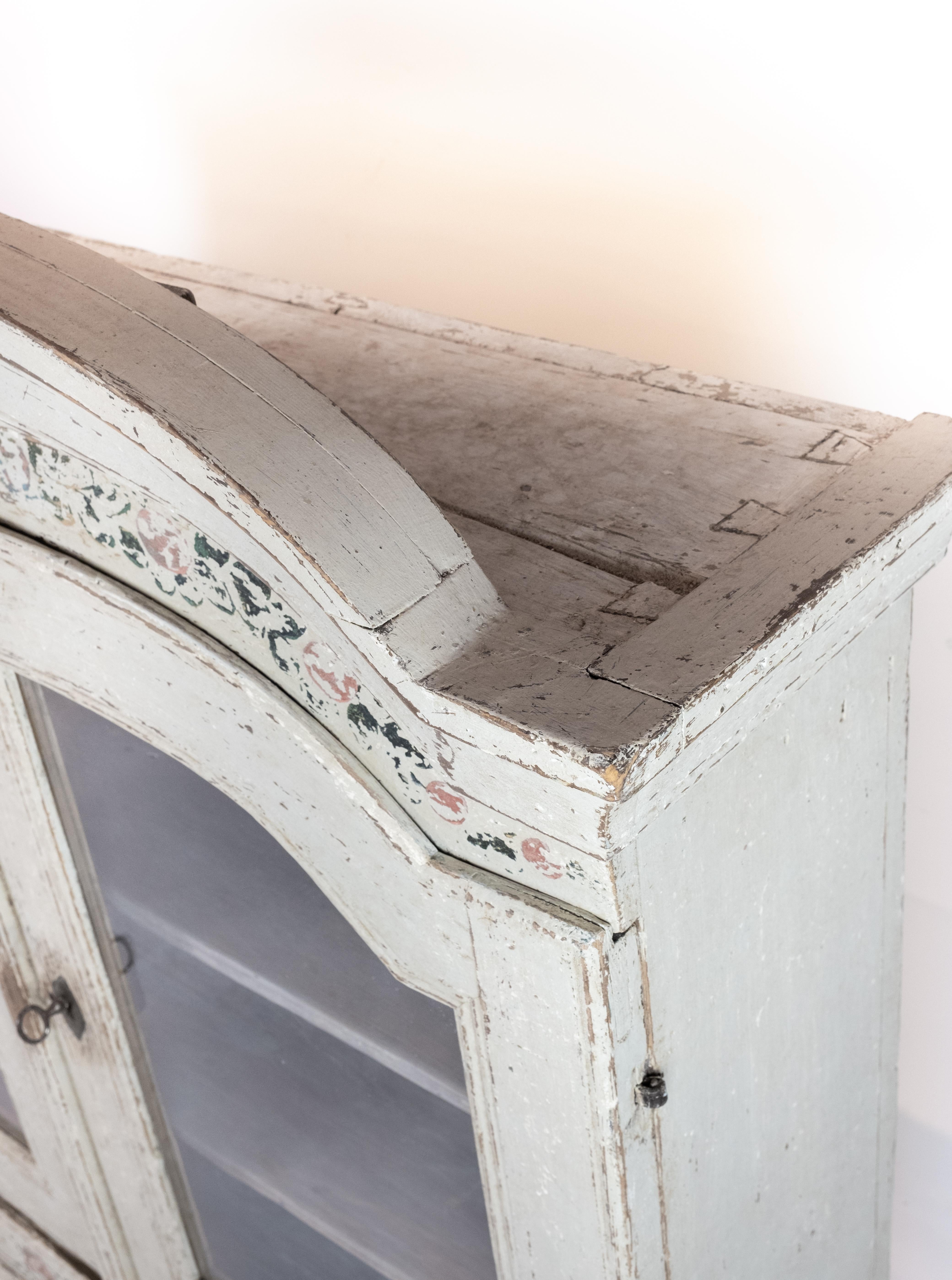 Grey Painted Hanging Glass Cabinet in Gustavian Style from circa 1820 1