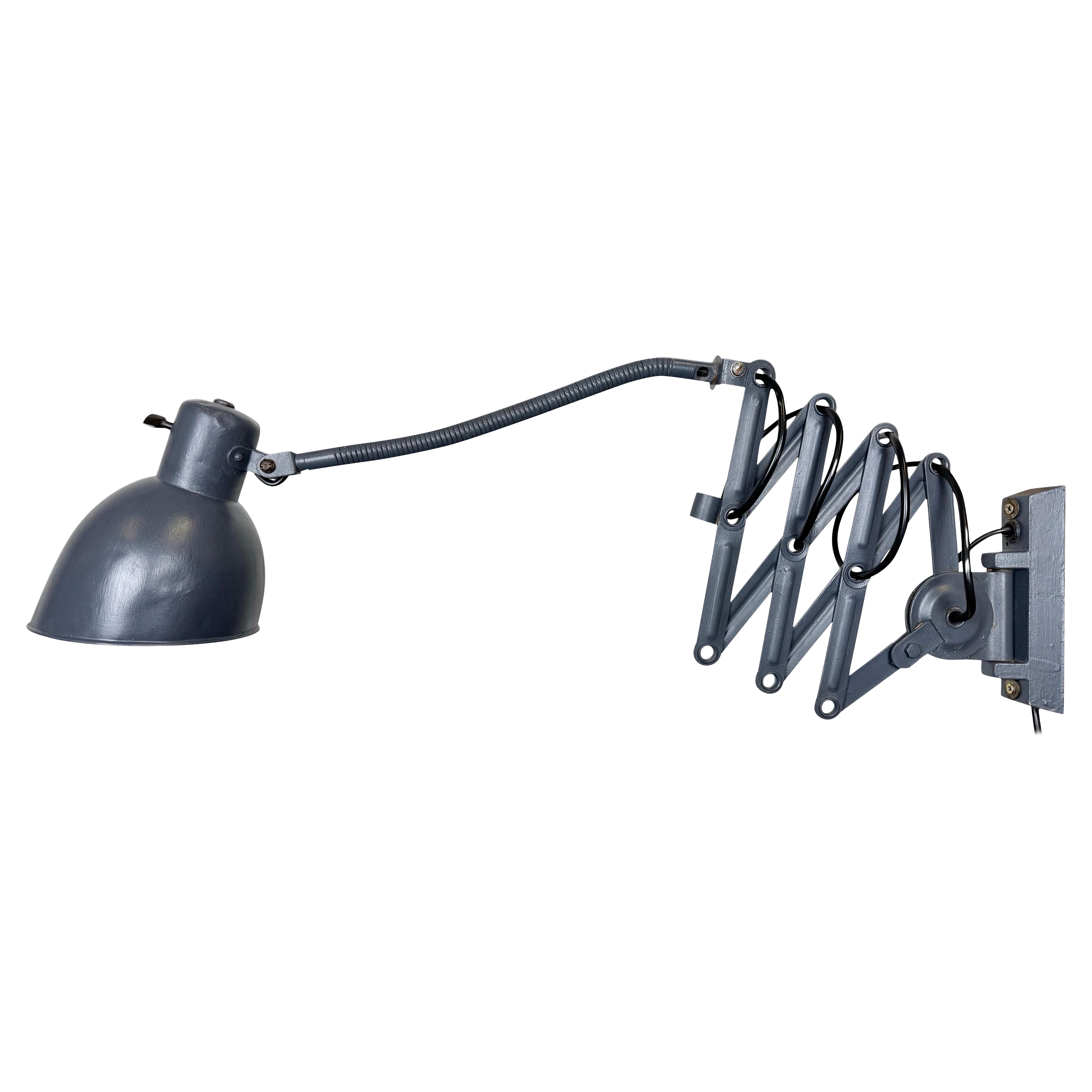 Grey Painted Industrial Scissor Wall Lamp, 1960s