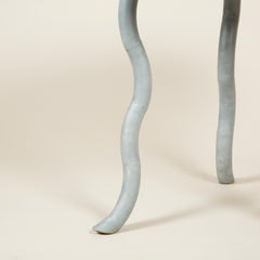 Grey Painted Iron Table with Three Serpentine Legs and a Round Top