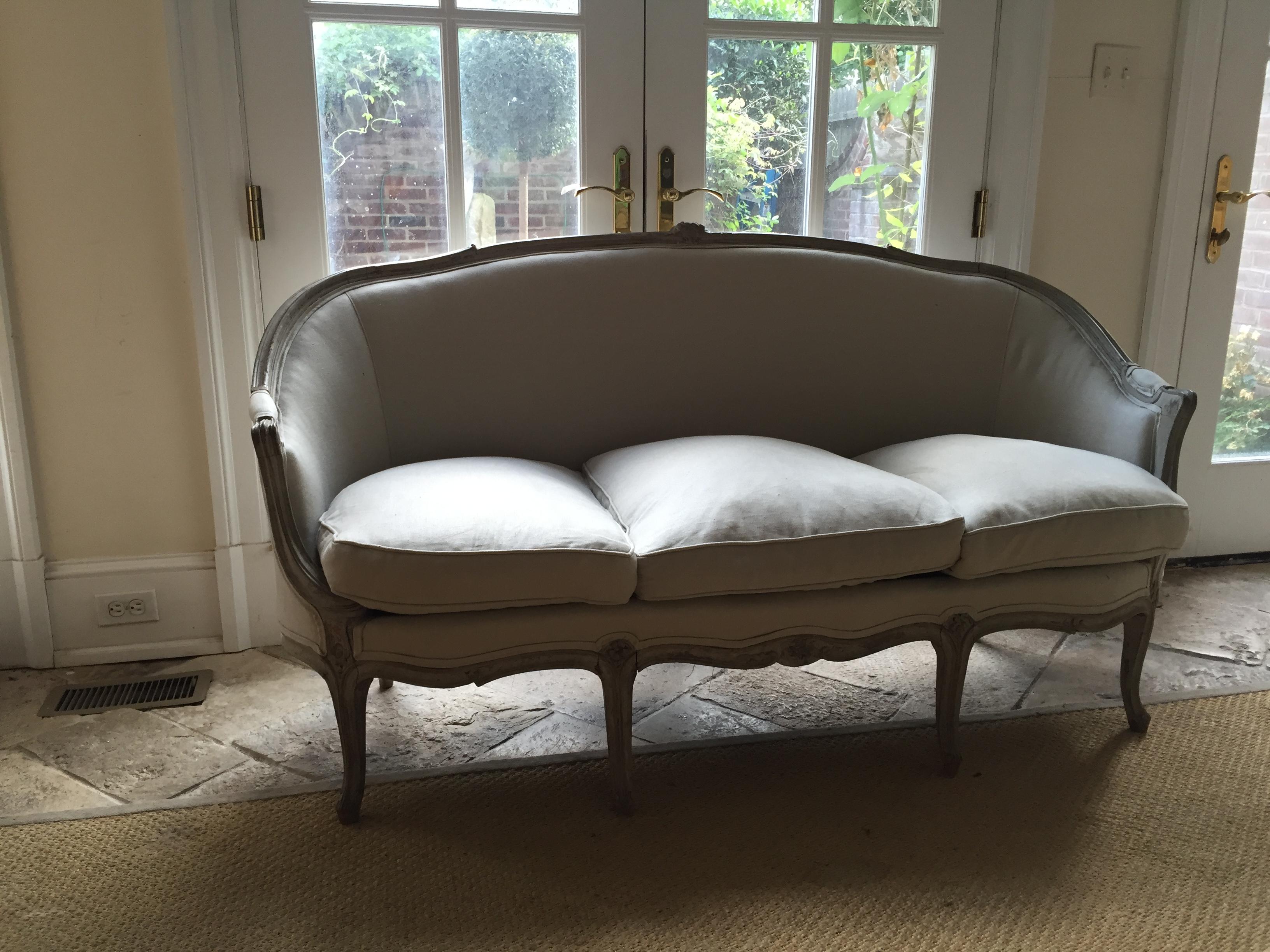 Upholstery Grey Painted Louis XVI Style Settee