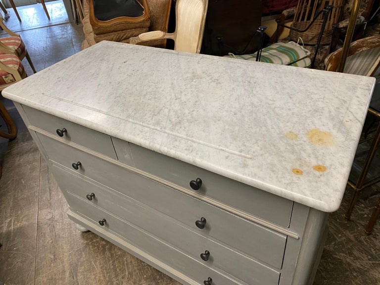 Grey Painted Marble Top Chest Of, Grey Painted Dresser Top