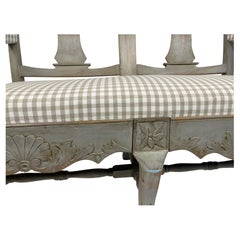 Grey Painted Swedish Settee with Shell and Foliate Carving