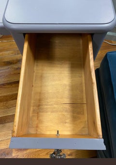 Grey Painted Vintage Vanity with 3-Piece Mirror