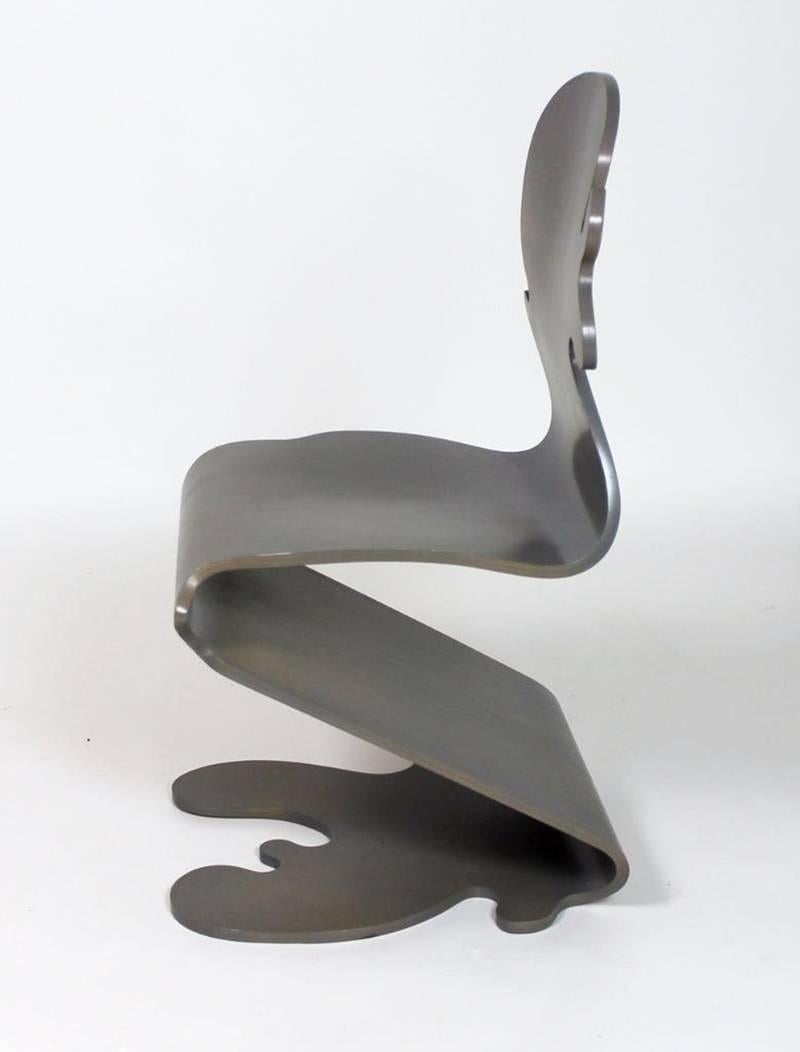Post-Modern Grey Pantonic Molded Plywood Side Chair by Verner Panton for Studio Hag For Sale