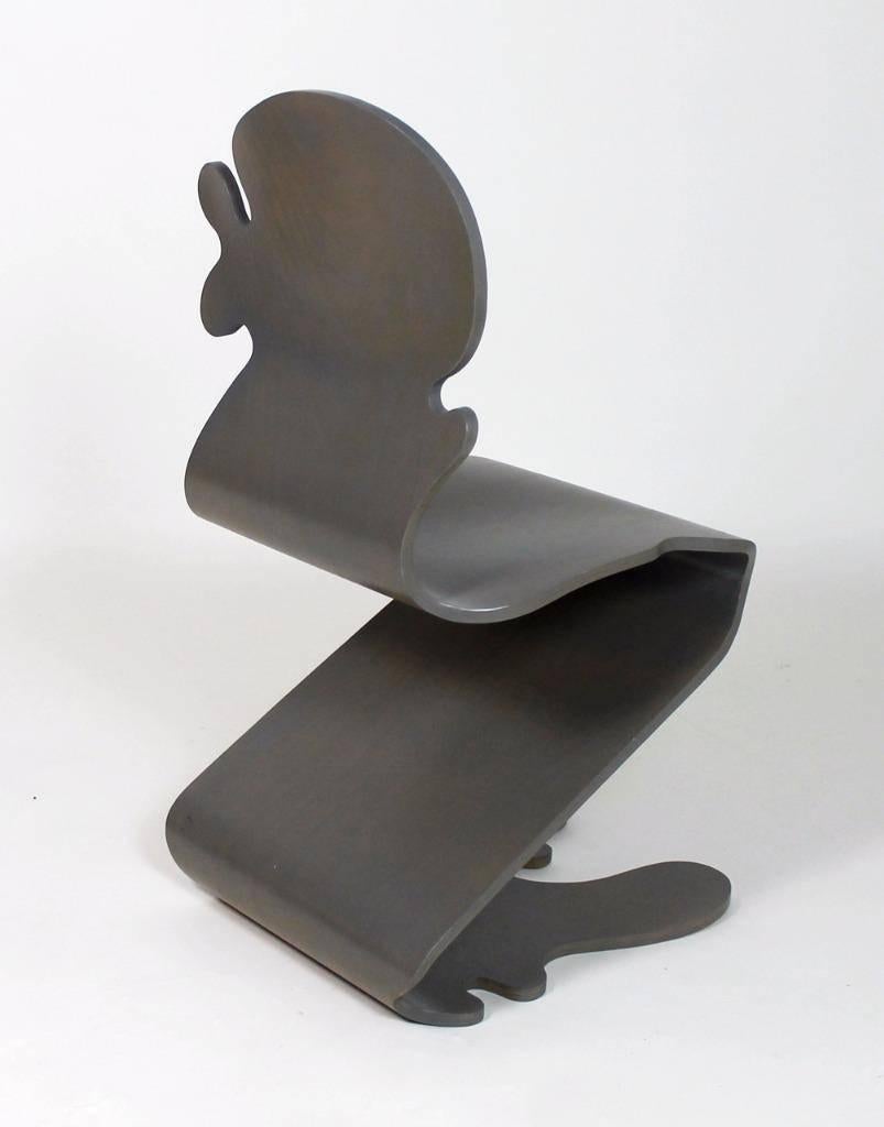 Grey Pantonic Molded Plywood Side Chair by Verner Panton for Studio Hag In Good Condition For Sale In Debrecen-Pallag, HU