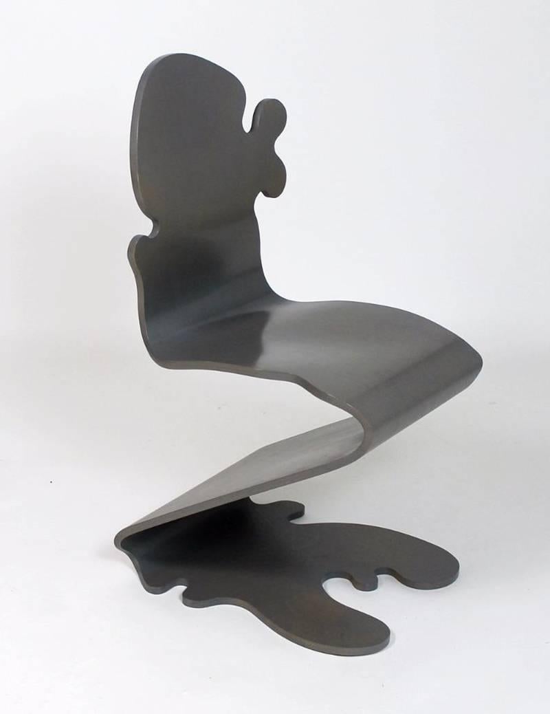 Late 20th Century Grey Pantonic Molded Plywood Side Chair by Verner Panton for Studio Hag For Sale