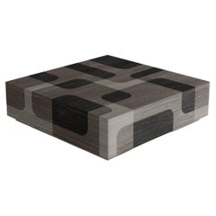 Bodega Square Coffee Table in Black Wood Marquetry Veneer Table by Joel Escalona