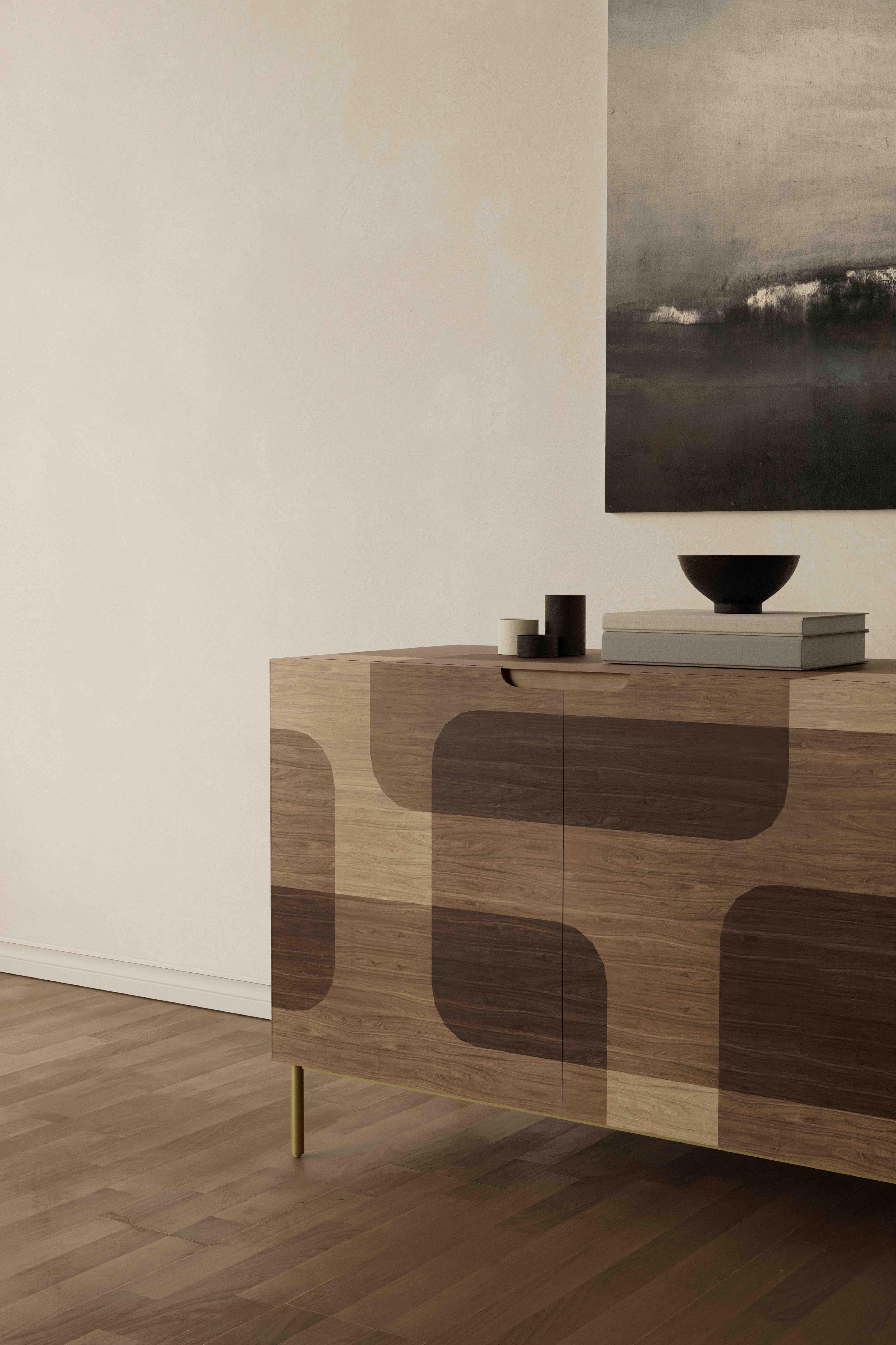 Crédence, meuble de rangement, console en placage de bois foncé de Joel Escalona en vente 2