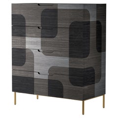 Grey Patterned Wood Dresser from Bodega Collection by Joel Escalona