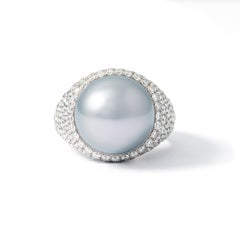 Grey Pearl Diamond Ring