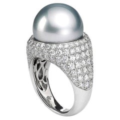 Grey Pearl Diamond Ring