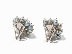 Grey Pearl Earrings, 18 k White Gold