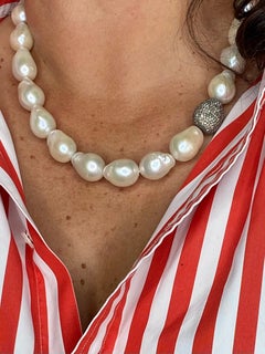 Grey Pearls and Brown Diamonds Necklace