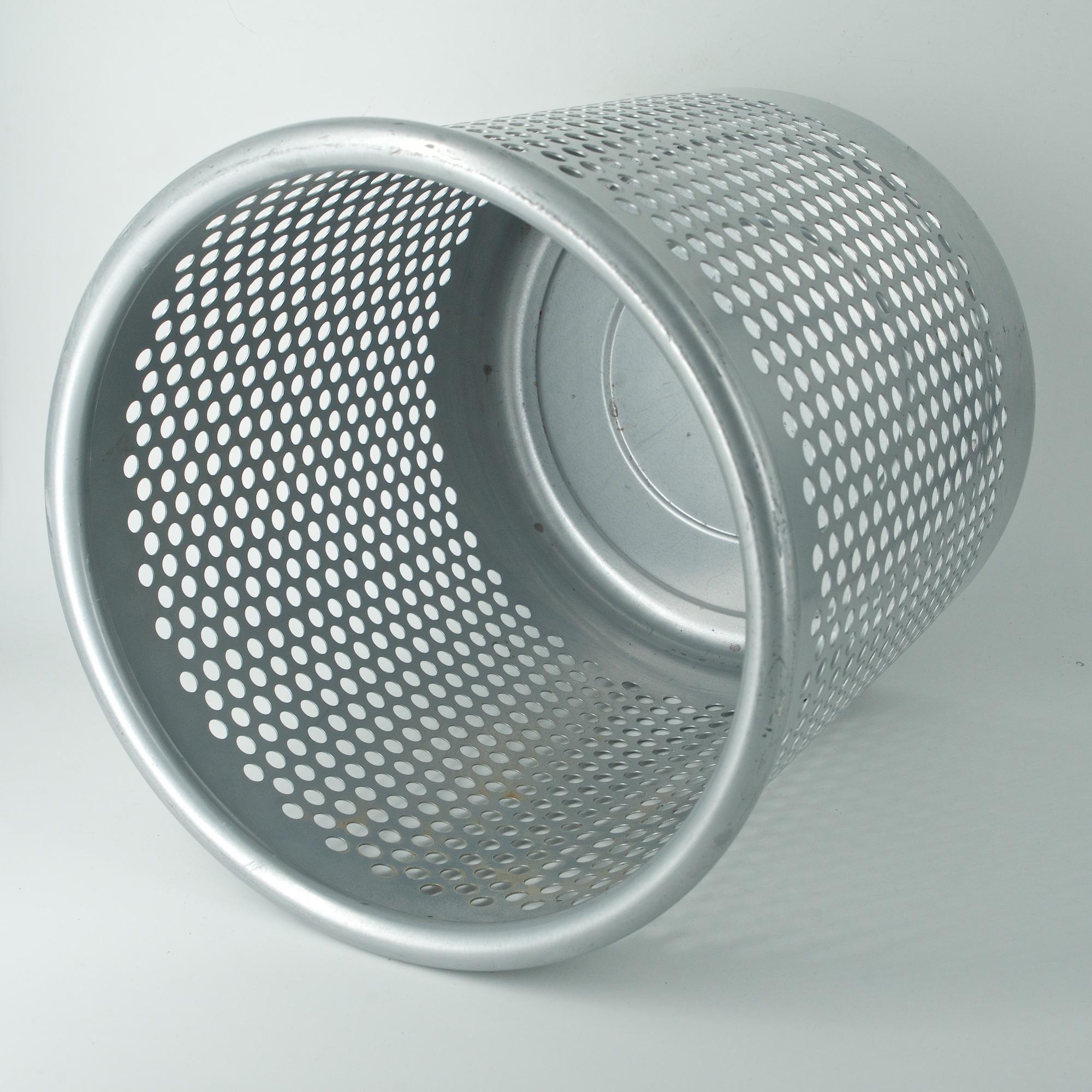 Grey Perforated Metal Office Wastebasket Trash Can Italy Memphis Sottsass OSX In Fair Condition In Hyattsville, MD