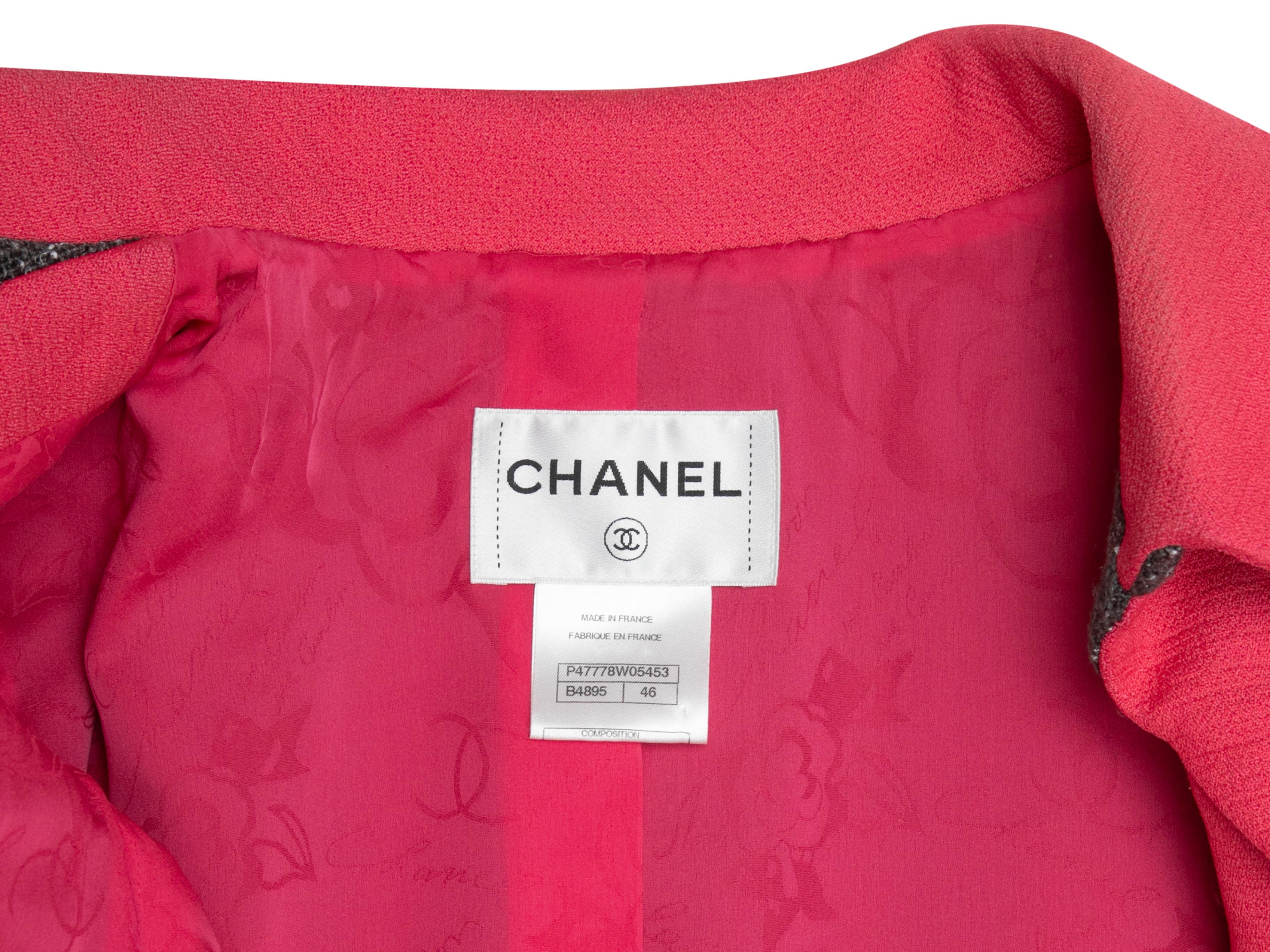 Grey & Pink Chanel Color Block Blazer Size FR 46 For Sale 2