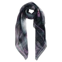 Grey & pink silk chiffon raindrop scarf