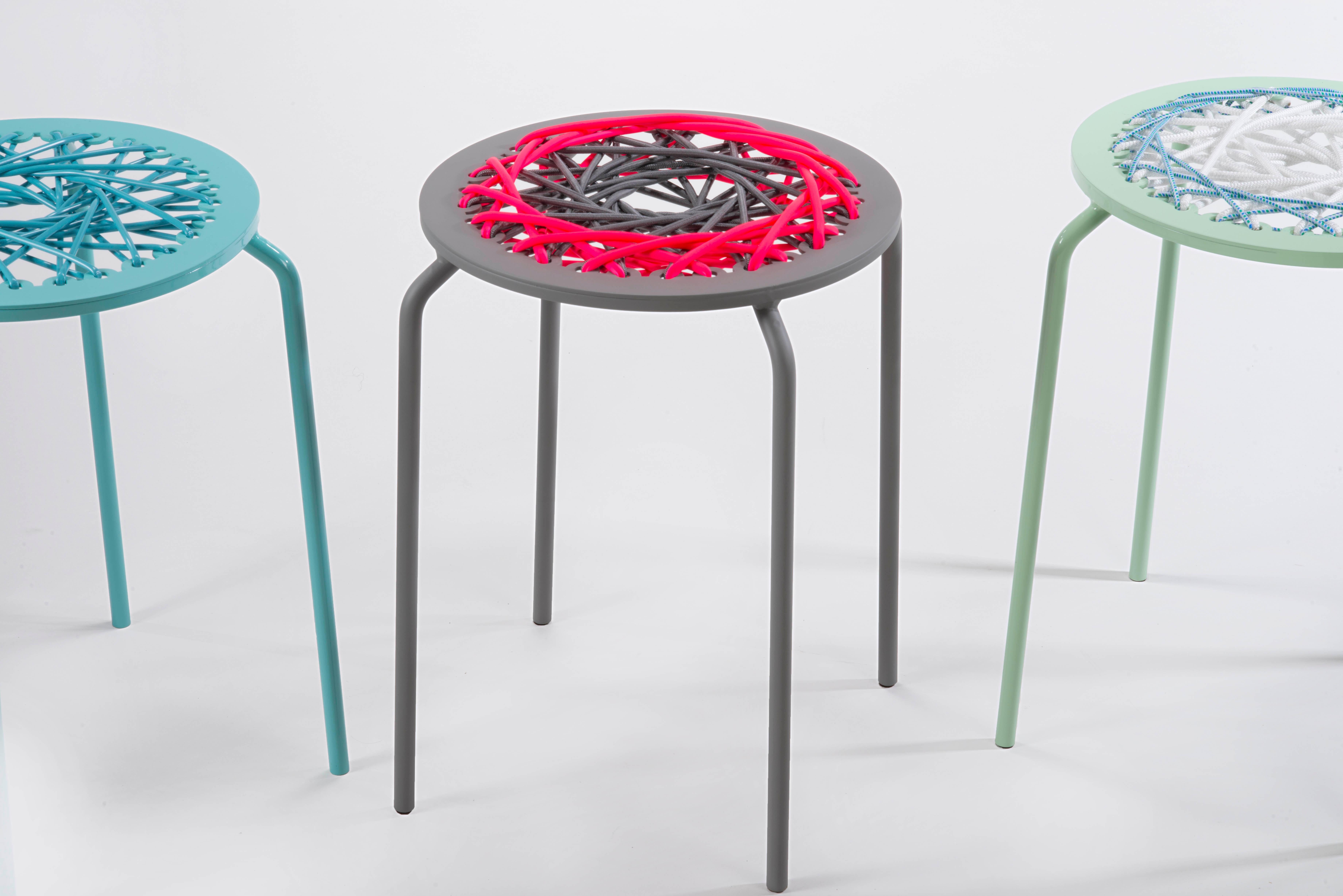 Olandese Sgabello elastico grigio e rosa in vendita