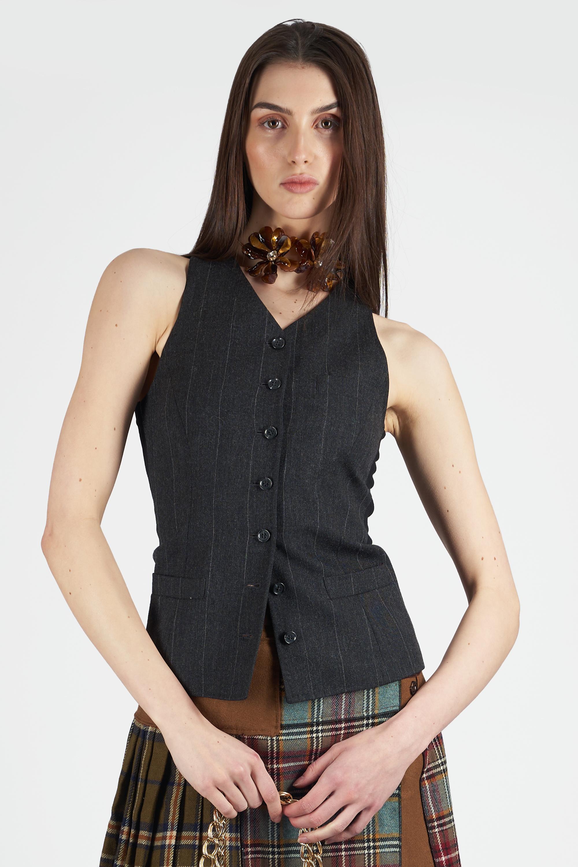 Women's or Men's Grey Pinstripe Waistcoat For Sale