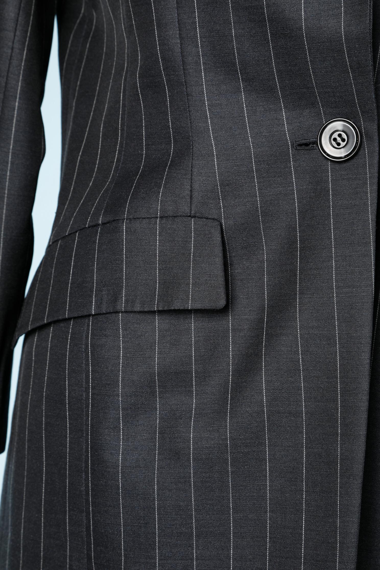 Black Grey pinstripes pant-suit ( and extra skirt) Jean-Louis Scherrer Numbered For Sale