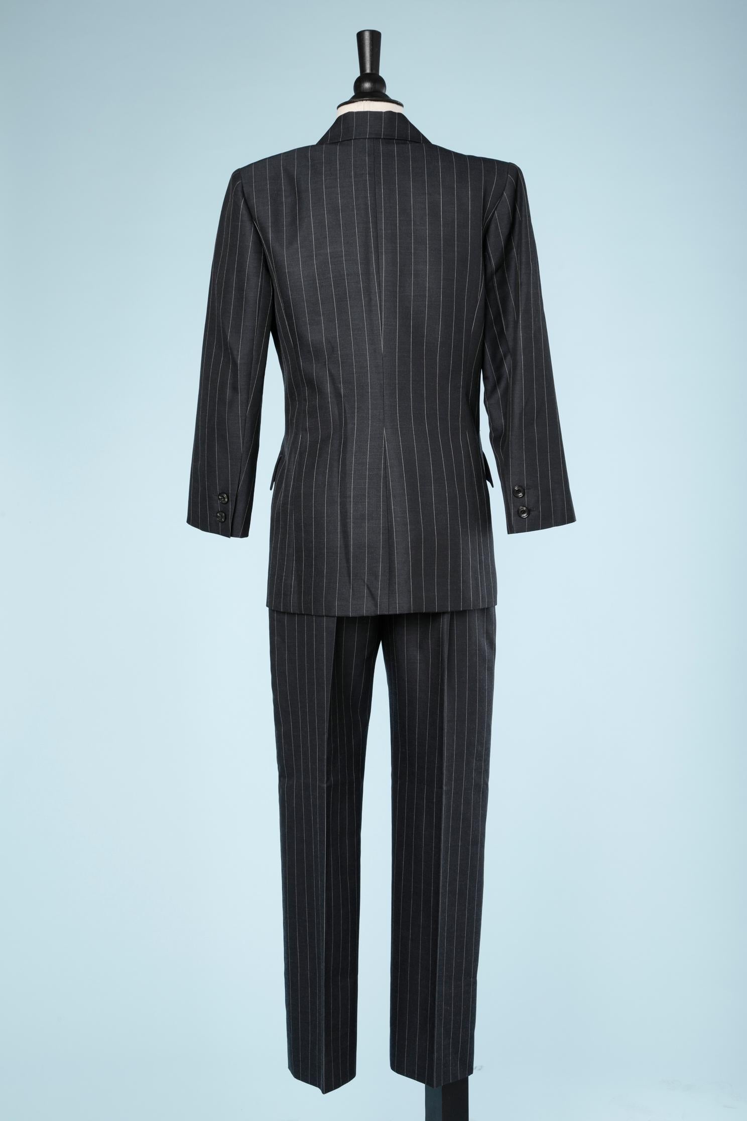 Women's Grey pinstripes pant-suit ( and extra skirt) Jean-Louis Scherrer Numbered For Sale