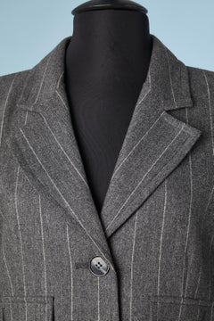 Grey pinstripes trouser suit in wool Yves Saint Laurent Variation