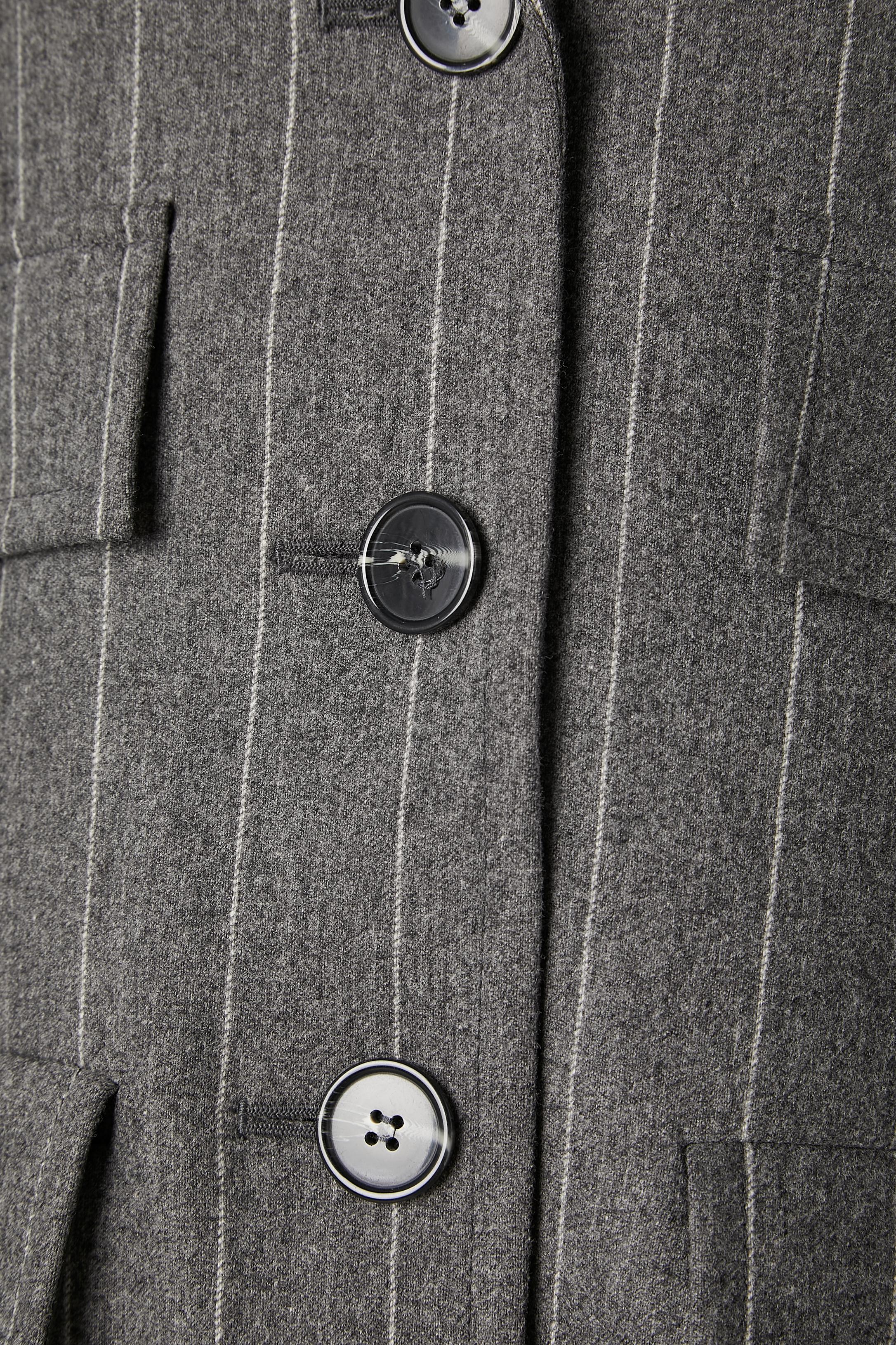 Tailleur pantalone gessato grigio in lana Yves Saint Laurent Variation In condizioni ottime a Saint-Ouen-Sur-Seine, FR