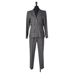 Vintage Grey pinstripes trouser suit in wool Yves Saint Laurent Variation 