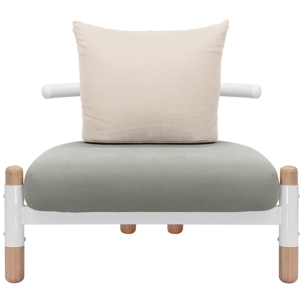 Grey PK15 Single Seat Sofa, Carbon Steel Structure & Wood Legs by Paulo Kobylka