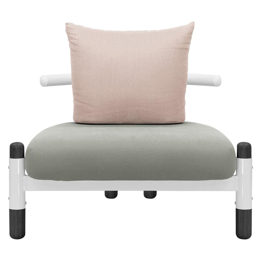 Grey PK15 Single Seat Sofa, Steel Structure and Ebonized Legs by Paulo Kobylka
