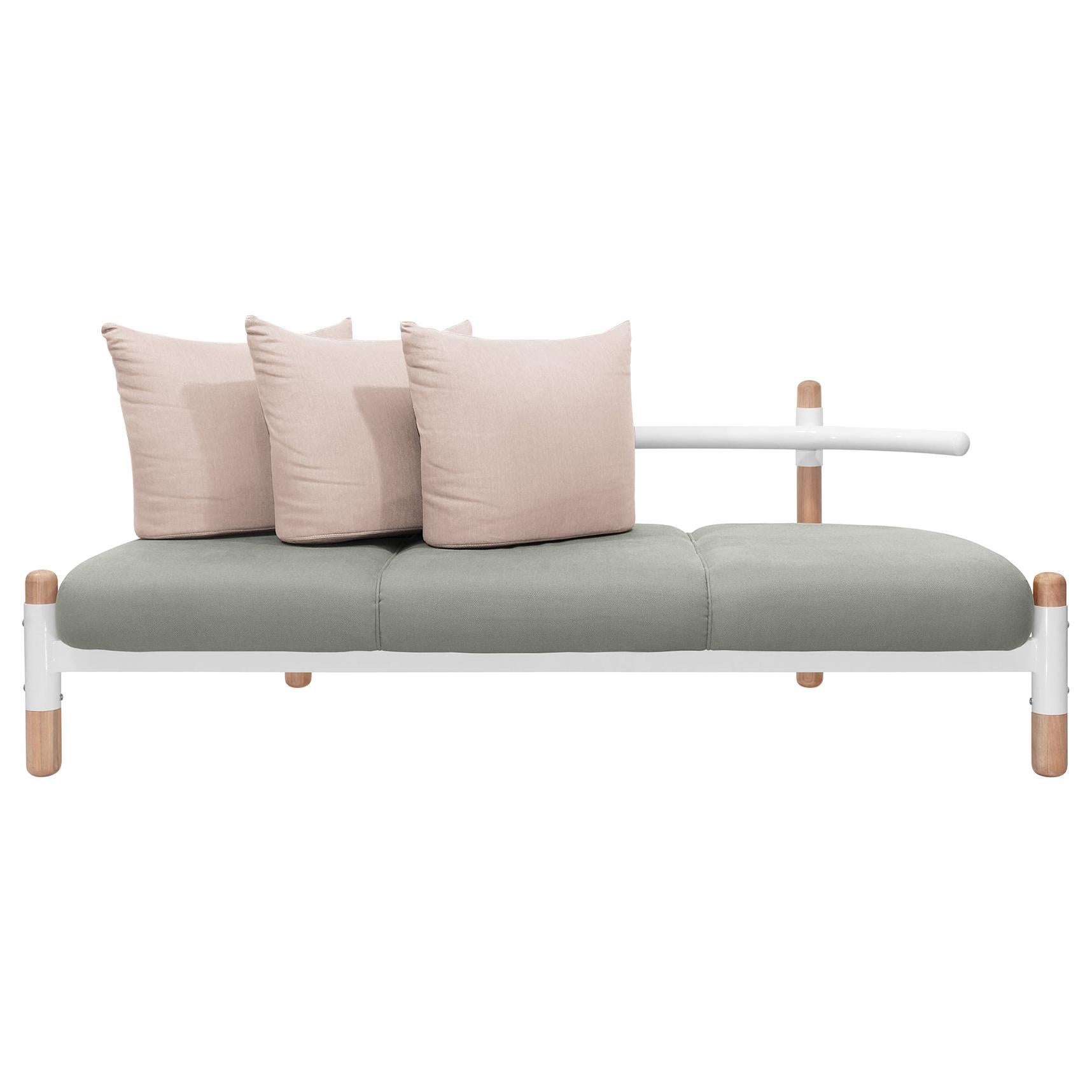 Grey PK15 Three-Seat Sofa, Carbon Steel Structure and Wood Legs by Paulo Kobylka For Sale