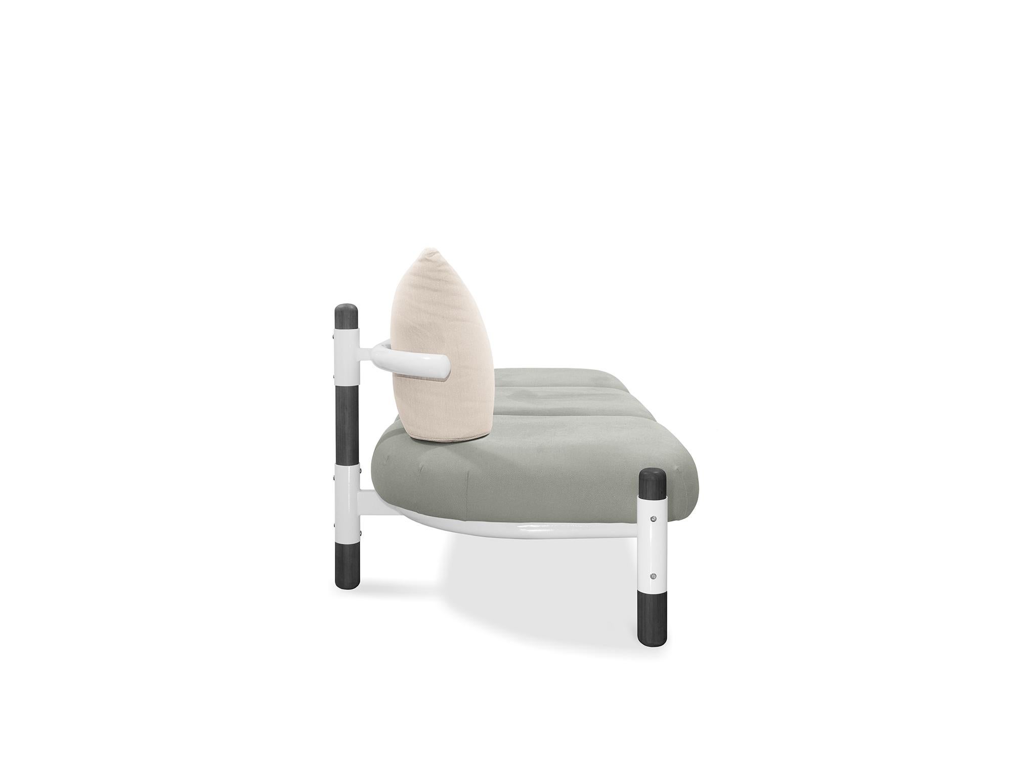 Modern Grey PK15 Three-Seat Sofa, Steel Structure & Ebonized Wood Legs by Paulo Kobylka For Sale