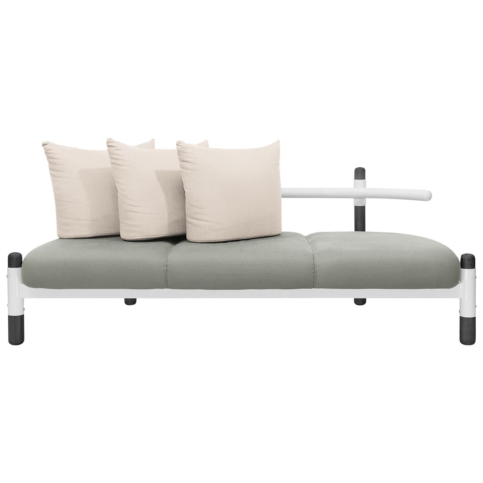 Grey PK15 Three-Seat Sofa, Steel Structure & Ebonized Wood Legs by Paulo Kobylka For Sale