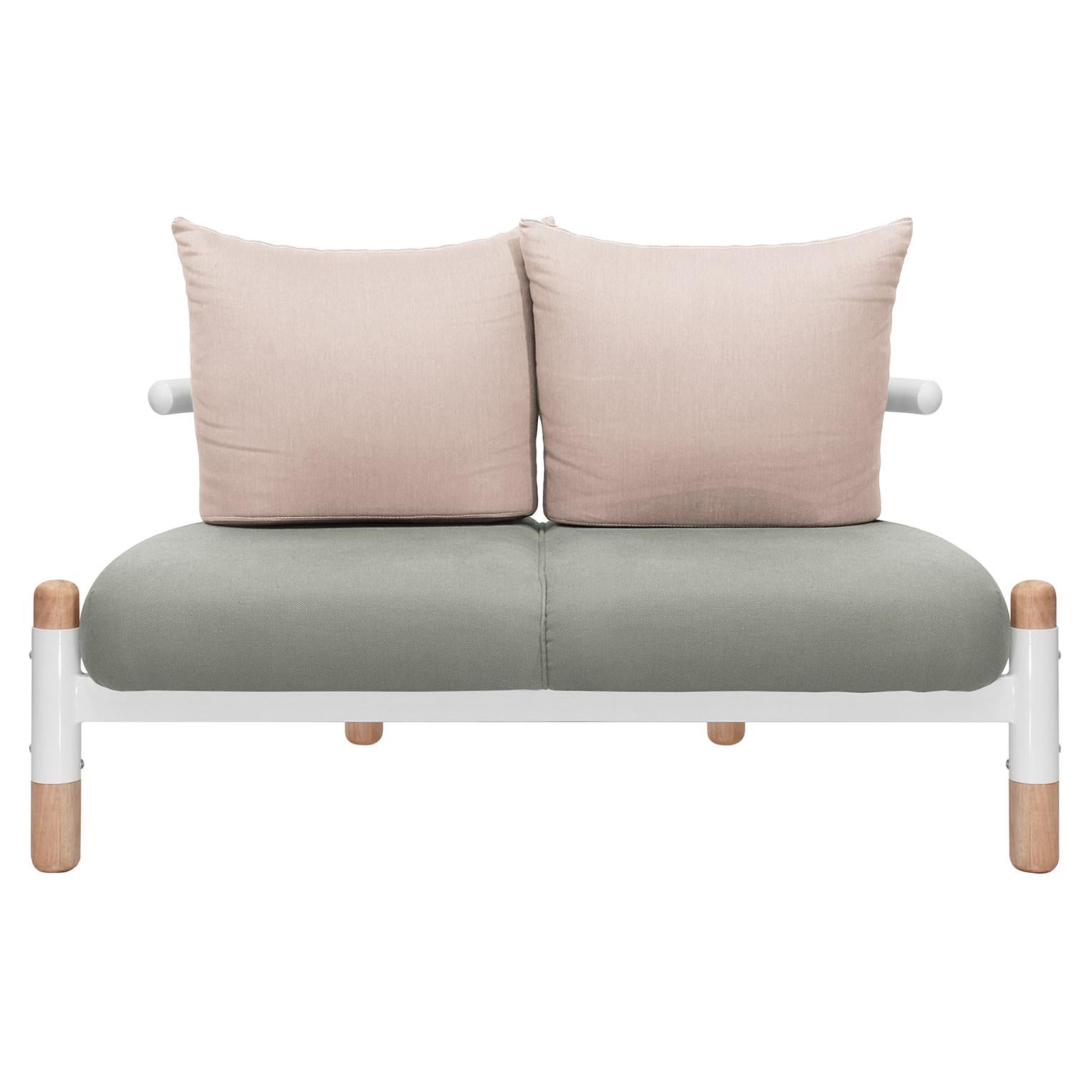 Graues PK15 Zweisitziges Sofa, Struktur aus Kohlenstoffstahl und Holzbeine von Paulo Kobylka