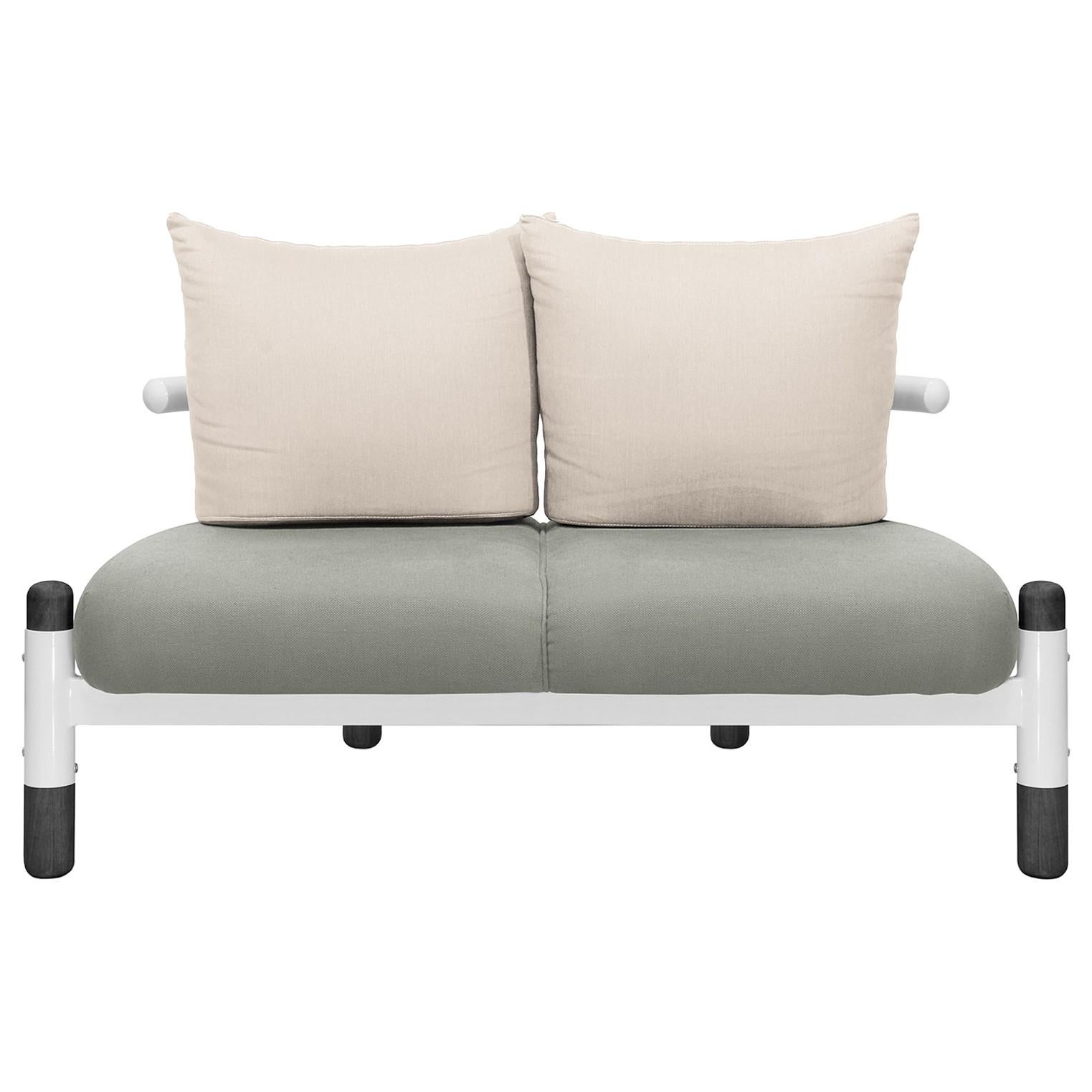 Grey PK15 Two-Seat Sofa, Steel Structure and Ebonized Wood Legs by Paulo Kobylka For Sale