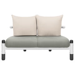 Grey PK15 Two-Seat Sofa, Steel Structure and Ebonized Wood Legs by Paulo Kobylka