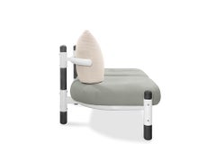 Grey PK15 Two-Seat Sofa, Steel Structure and Ebonized Wood Legs by Paulo Kobylka