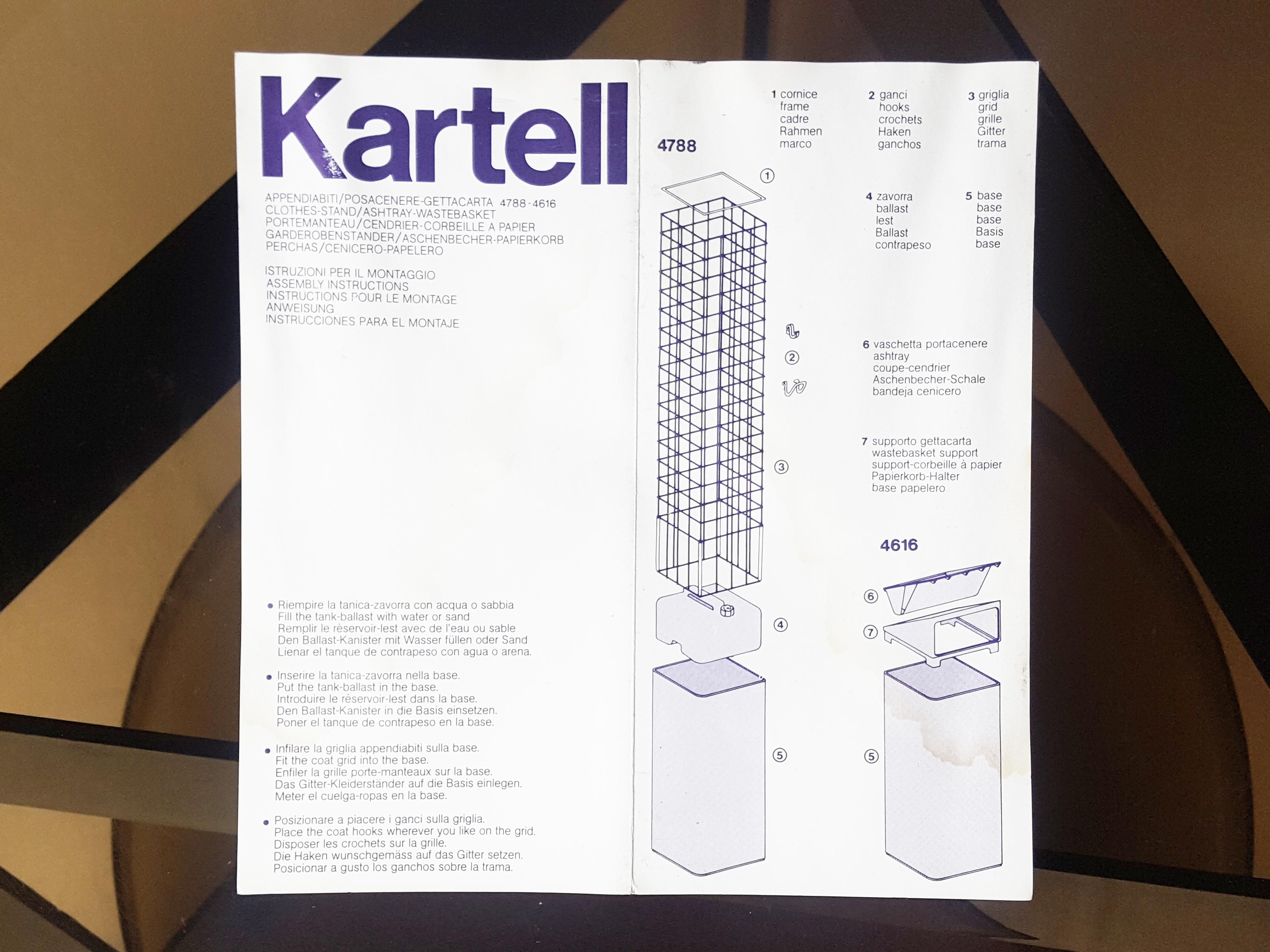 Grey Plastic and White Metal 4788 Clothes-Stand by Ferrieri for Kartell, 1980s For Sale 9