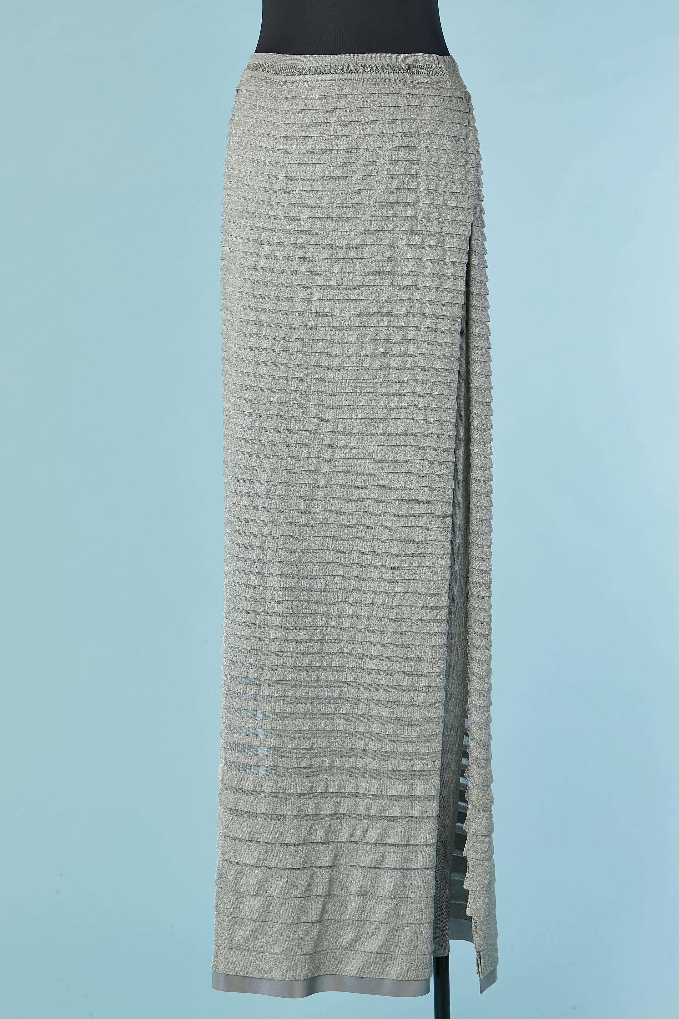 Grey pleated sleeveless top with double lay skirt CHANEL For Sale 6